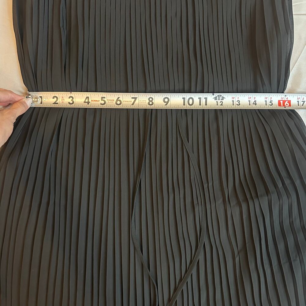 Sam Edelman Black Accordion Pleated, High Lo, Lined, Belted, Midi Dress- 2 - Picture 11 of 12